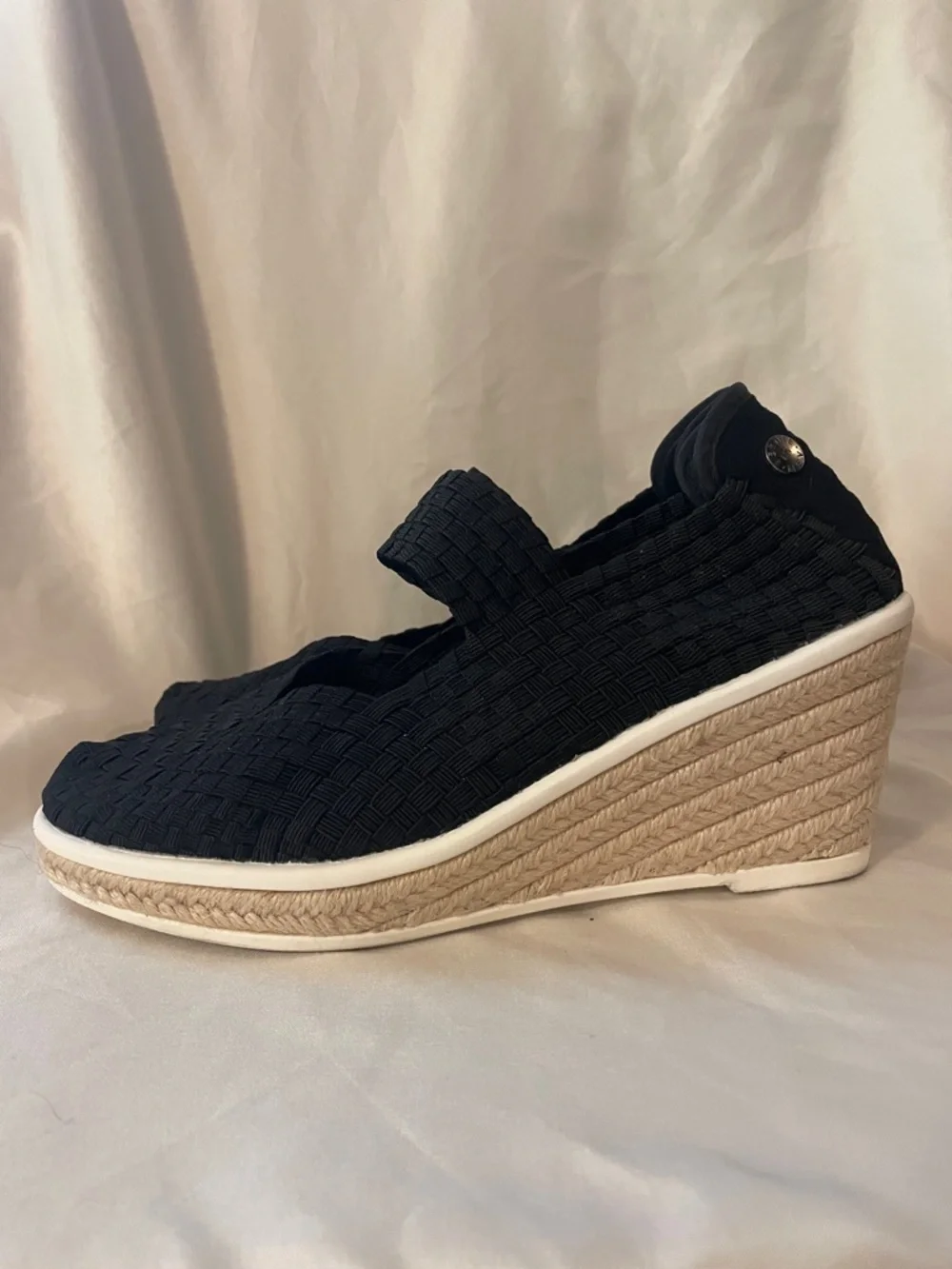 Bernie mev. Womens Woven Mary Jane Wedge Espadrille - Black size 38